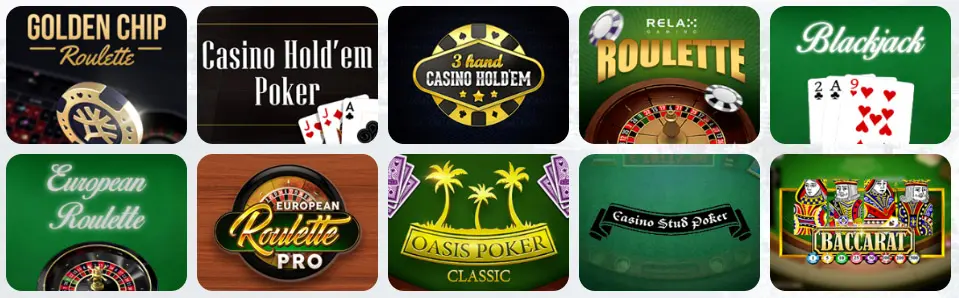Jeux de table au Scatters Casino
